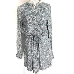 Gap Cinch Tie Waist LS Shirt Rayon Dress, XS EUC
